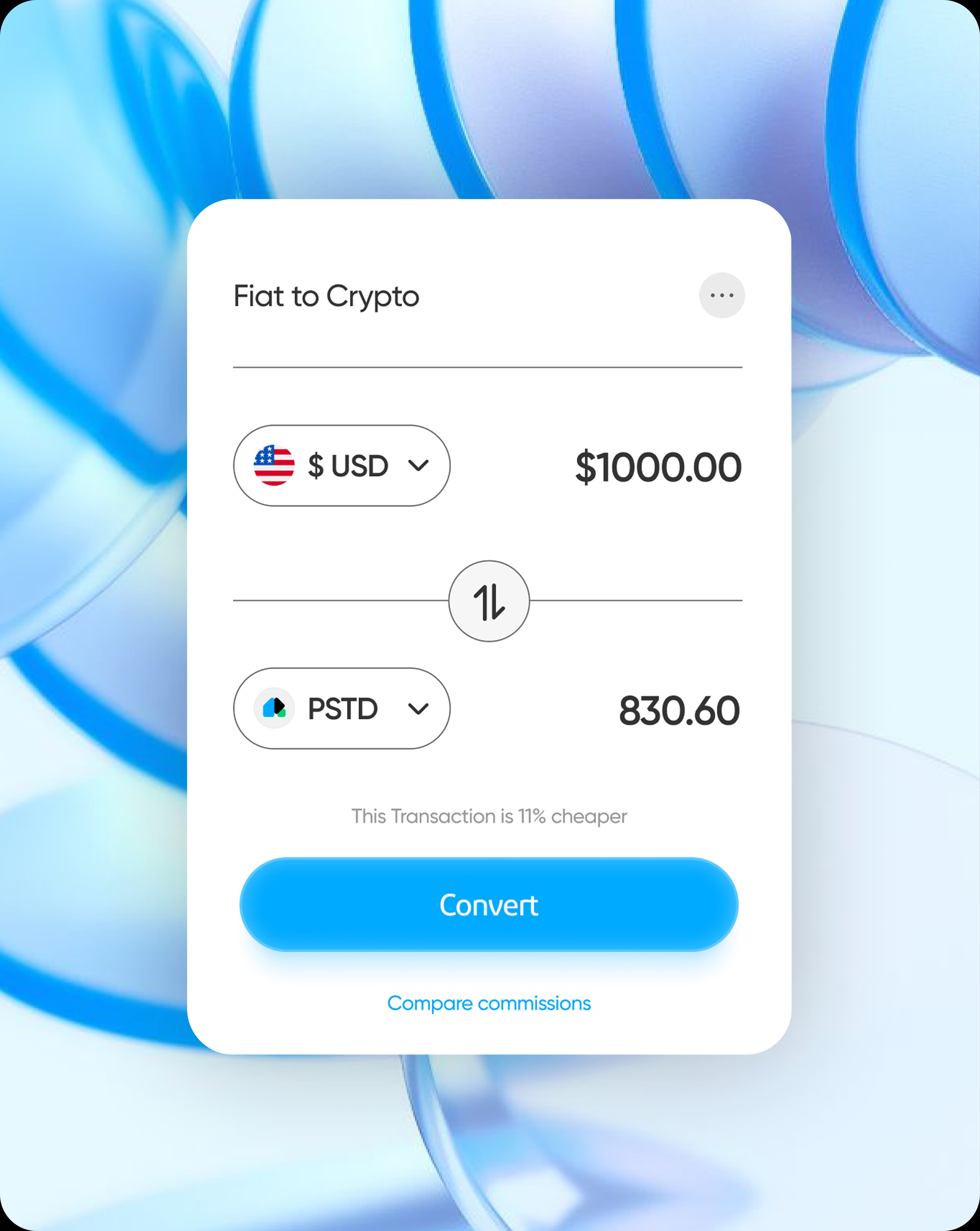Fiat and crypto conversion interface